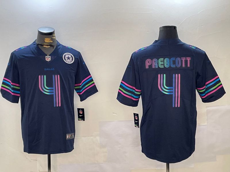 Men Dallas Cowboys #4 Prescott Blue City Edition 2024 Nike Limited NFL Jersey style 2